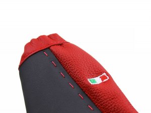 FIAT 500 eBrake Boot - Black Italy - Black Leather w/ Red Center + Italian Flag Design 